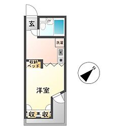 ペパーミント・ハイツ ワンルームの間取図画像
