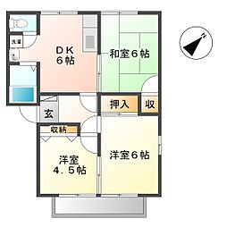メゾンブルースカイ 3Kの間取図画像