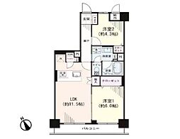 ライオンズシティ蕨 2LDKの間取図画像