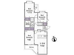 コスモ南浦和ヒルズ 3LDKの間取図画像