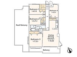 武蔵浦和第2ローヤルコーポ 4LDKの間取図画像