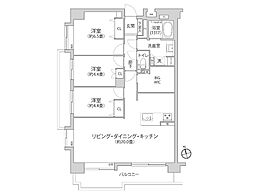 川口原町第2ローヤルコーポ 3LDKの間取図画像