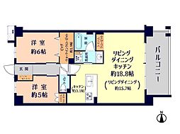 ヴェレーナ北大宮レジデンス 2LDKの間取図画像