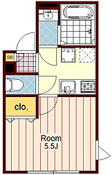 アンクレール石神井台 3階1Kの間取り