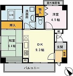 京王線 幡ヶ谷駅 徒歩11分の賃貸マンション 3階2DKの間取り