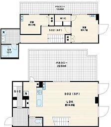 小田急小田原線 南新宿駅 徒歩1分の賃貸マンション 6階2LDKの間取り