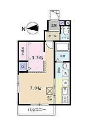 京王線 仙川駅 徒歩8分の賃貸アパート 1階1Kの間取り