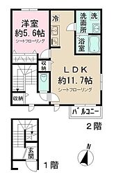 京王井の頭線 東松原駅 徒歩3分の賃貸アパート 2階1LDKの間取り