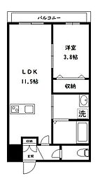 JR中央線 阿佐ケ谷駅 徒歩4分の賃貸マンション 2階1LDKの間取り