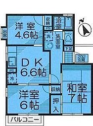 リトルバレーハイム 3DKの間取図画像