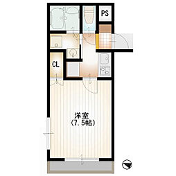 CLOVER八番館 1Kの間取図画像