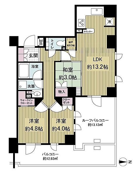 ブランシエラおとめ山公園 210｜東京都新宿区下落合2丁目(賃貸マンション3LDK・2階・60.65㎡)の写真 その2