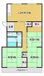 府住宅供給公社河内松原団地A-5棟 3LDKの間取図画像