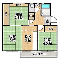 金剛団地第三住宅219号棟 3DKの間取図画像