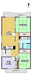 藤沢台第1住宅308棟 3LDKの間取図画像