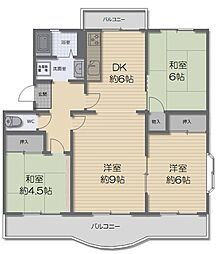 名谷27団地107号棟 4DKの間取図画像