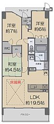 ワコーレシティ神戸三宮 3LDKの間取図画像