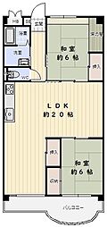 北須磨団地D-2棟 3LDKの間取図画像