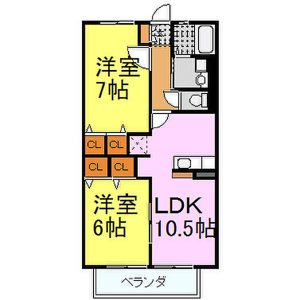 アコードデファン 203｜兵庫県姫路市川西(賃貸アパート2LDK・2階・53.97㎡)の写真 その2
