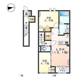 TH館 2LDKの間取図画像