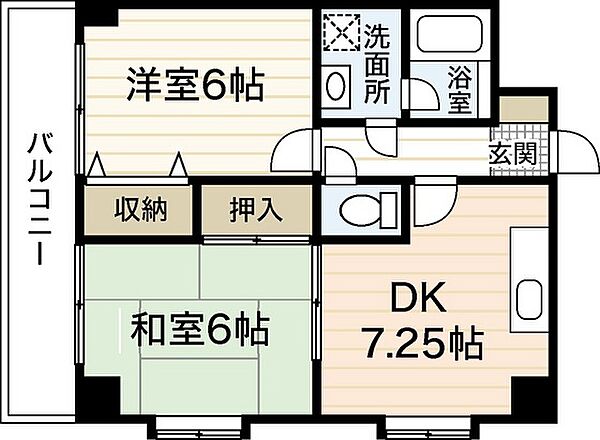 サクセスフォート ｜広島県広島市西区大芝2丁目(賃貸マンション2DK・3階・45.36㎡)の写真 その2