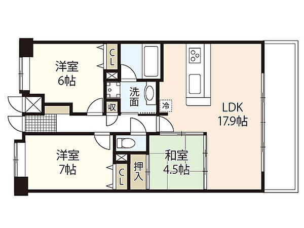 ヴェルディ古江東 ｜広島県広島市西区古江東町(賃貸マンション3LDK・2階・71.02㎡)の写真 その2