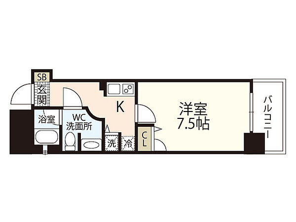 広島県広島市中区八丁堀(賃貸マンション1K・5階・25.81㎡)の写真 その2