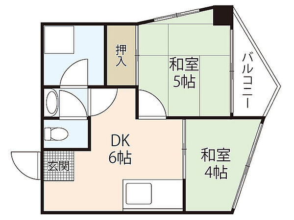 広島県広島市中区東白島町(賃貸マンション2DK・3階・32.21㎡)の写真 その2