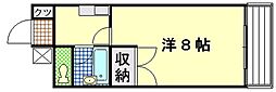 ノマージュ大芝 1Kの間取図画像