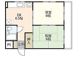 大松庚午ビル 2DKの間取図画像