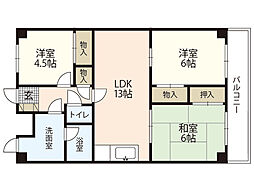 広島電鉄6系統 舟入川口町駅 徒歩2分の賃貸マンション 4階3LDKの間取り