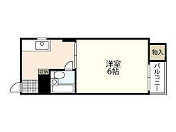 コーポラス寺町 1DKの間取図画像