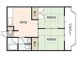 プルミエール高須 2DKの間取図画像
