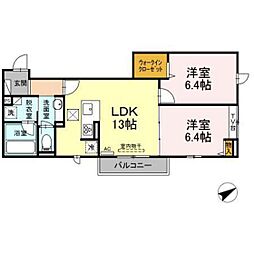 ヴェール高須 2LDKの間取図画像