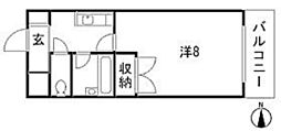 ノマージュ大芝 1Kの間取図画像