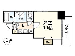 LaVivant西白島 1Kの間取図画像