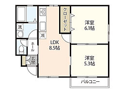 マノワール 2LDKの間取図画像