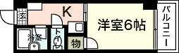 ジョイフリー皆賀 1Kの間取図画像