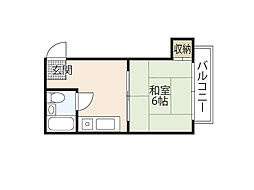絹谷ビル 1DKの間取図画像
