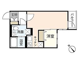 ヴィラ博丈庚午北 1DKの間取図画像