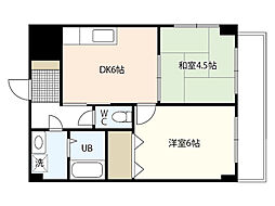 古冨ビル 2DKの間取図画像