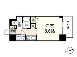CASSIA河原町平和大通 1Kの間取図画像