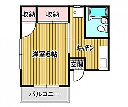 旭マンション 1Kの間取図画像