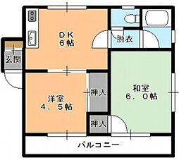 庚申ビル 2DKの間取図画像