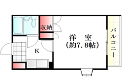 M山肩ビル 1Kの間取図画像