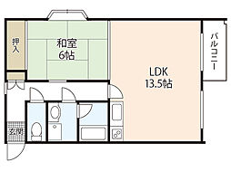 井口台フラッツ 1LDKの間取図画像