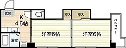 中國ビル 2DKの間取図画像