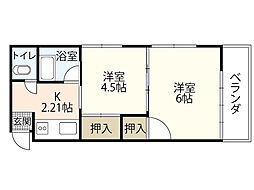 山尾ビル 2Kの間取図画像