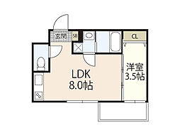 仮称)S-MOVE庚午北NEO 1LDKの間取図画像