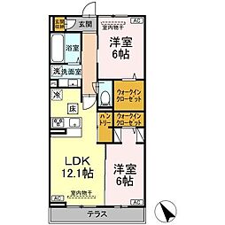 D-ROOM 松山 2LDKの間取図画像
